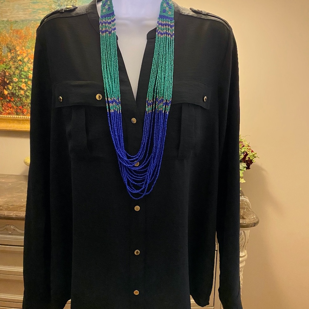 SUSAN GRAVER BEADED MULTI COLOR BIB NECKLACE INDIAN STYLE